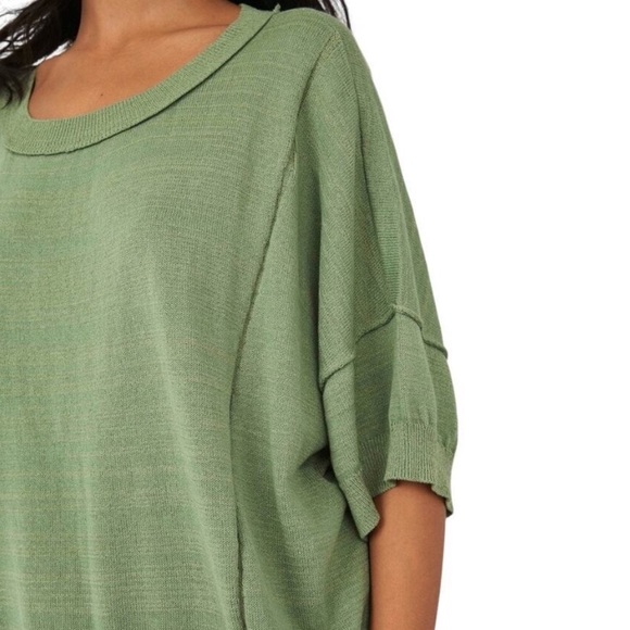 Free People Green Work From Home Sweater Tee - Picture 9 of 9